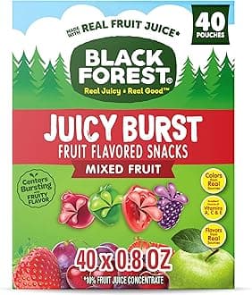 Black Forest, Juicy Burst, Fruit Flavored Snacks, Mixed Fruit Flavors, A Juicy Burst of Natural Flavors, Made with Real Fruit Juice, 0.8 oz 40 ct