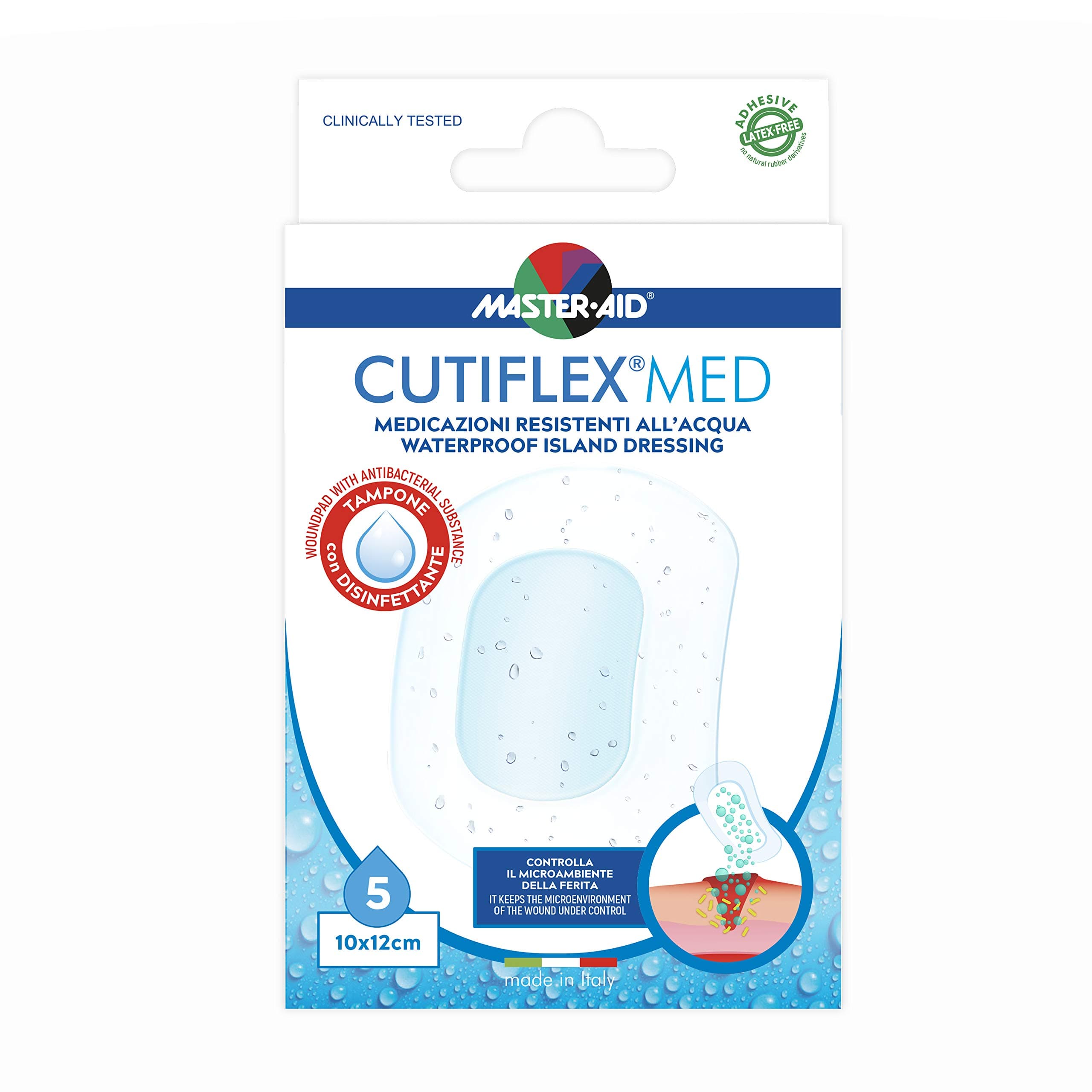 MASTER AID Cutiflex Med 10 X 12 cm, Pieces - 1 Product, White/Blue, 5 Units