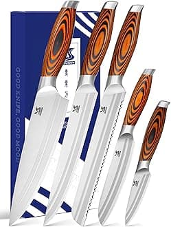 MSY BIGSUNNY Steak Knife Set, 4-Piece, German Steel 5-Inch Blade, High-end Ergonomic Handle Steakhouse Knife Set (Steak Knife Set 5")
