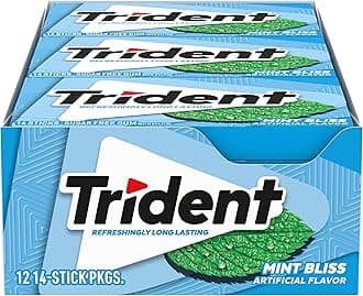 Trident Mint Bliss Sugar Free Gum, 12 Packs of 14 Pieces (168 Total Pieces)