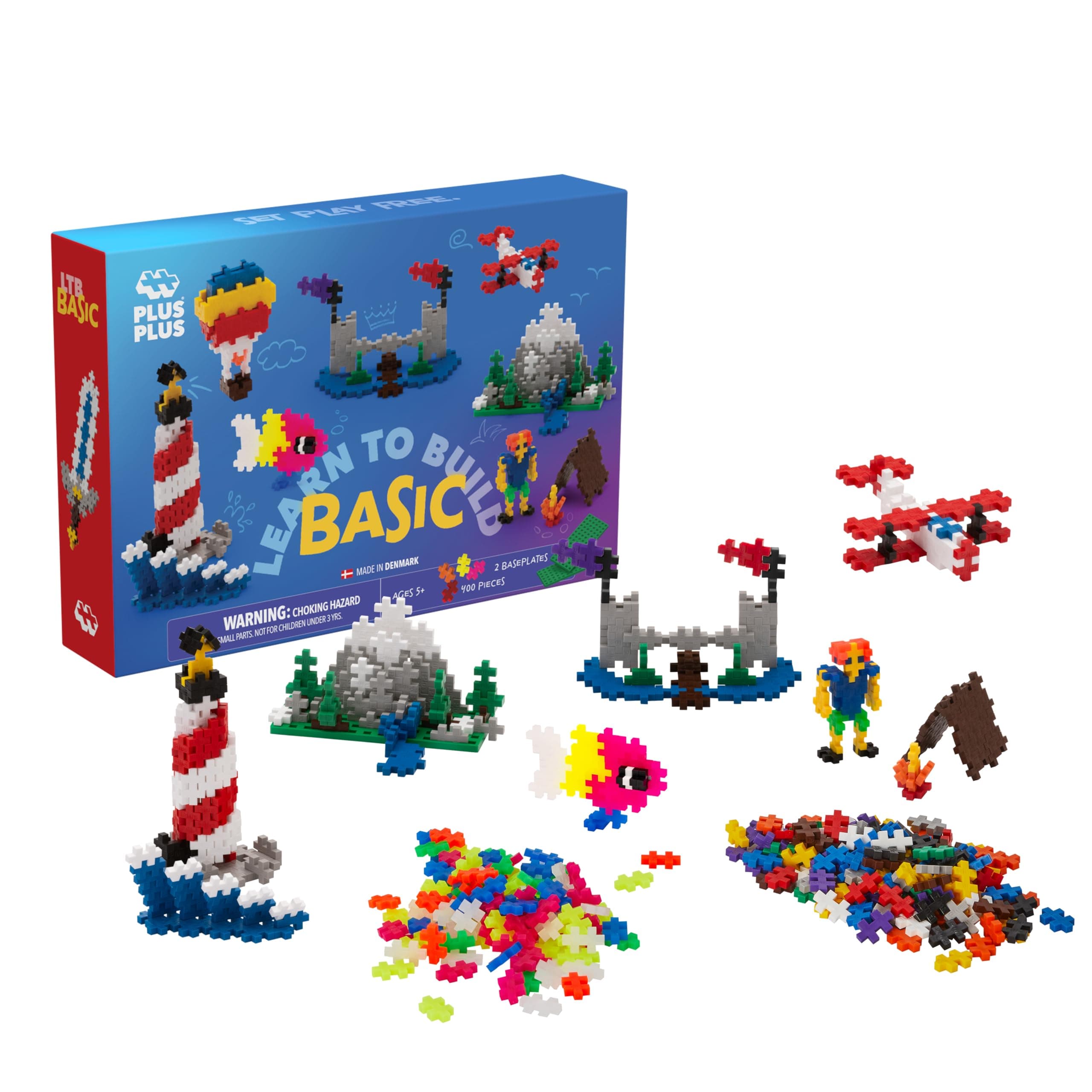 PLUS PLUS - Open Play Construction Set - 400 piece - Learn to Build Basic