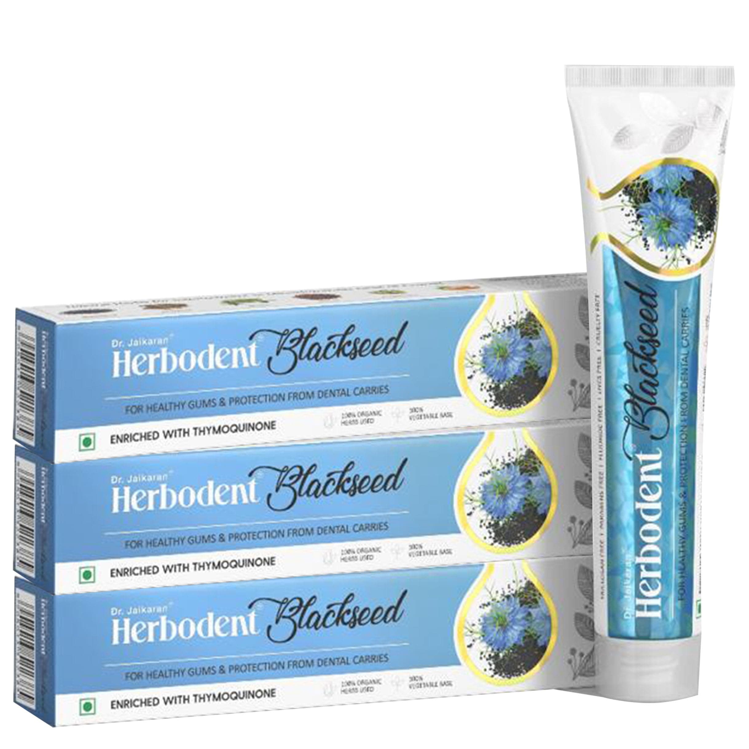 Black Seed Toothpaste - 100g Pack of 3 | with Natural Particles | THYMOQUINONE Improves Micro-Hardness Level of Enamel | Sensitivity & Cavities Protection | 7 Organic Herbs (Mint)