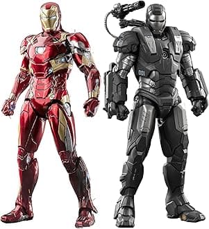 LonullyMege Iron Man Action Figure Ultimate Set of 2 Toy 7" Warmachine MK1 & Mark 46 with lots of accessories Collector Statue Playset (WM1 & MK46)