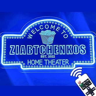 Custom Neon Beer Bar Signs For Home Party-Personalized Beer Mugs Name Sign for Man Cave Game Room- LED Bar-Decor -Customized Neon Sign For Wall Decor- Light Up Signs For Him, Dad, Husband (Movie Theater)