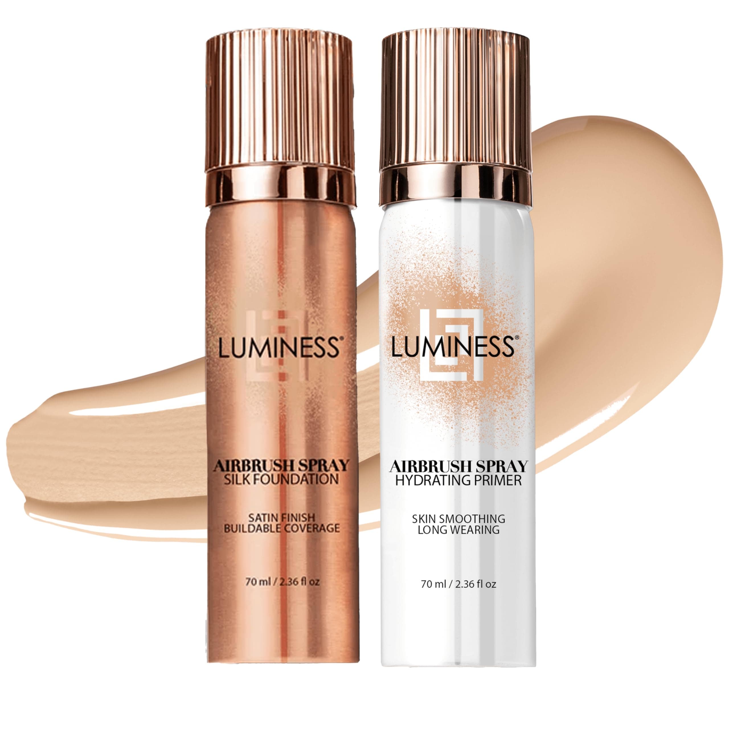 LUMINESS Silk Airbrush Spray Foundation & Primer Kit - Full Coverage Foundation, Anti-Aging Formula Hydrates & Moisturizes with Hyaluronic Acid, Aloe Vera & Hydrolyzed Silk (Shade - Light Fair)