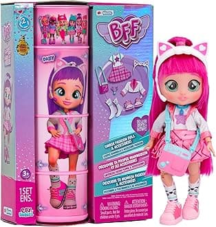 BFF by Cry Babies S2 Daisy Collectible fashion Doll with long Hair, fabric Clothes & 9 Accessories - Toy Gift for Girls and Boys +5 Years