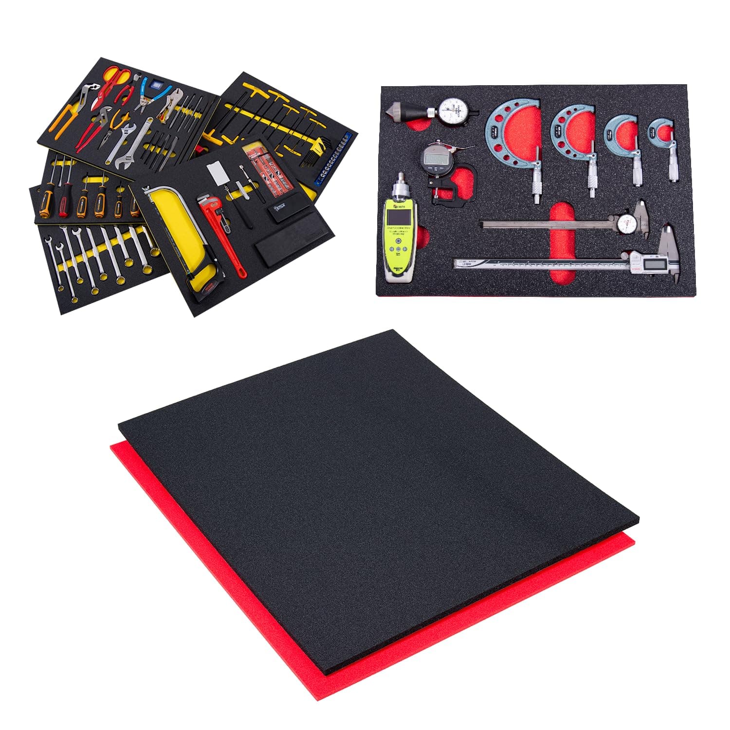 5S TOOL BOX SHADOW FOAM ORGANIZERS (2 COLOR) FITS CRAFTSMAN MODEL# 112225 BOTTOM BOX (12.75" x 22.125", Black Top/Red Bottom)