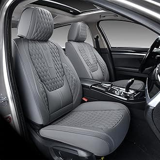 Coverado Front Seat Covers, Car Seat Cover, Leather Seat Covers for Car, Automotive Seat Covers Protector with Lumbar Support Universal Fit for Most Sedans SUV Pick-up Truck(Gray)