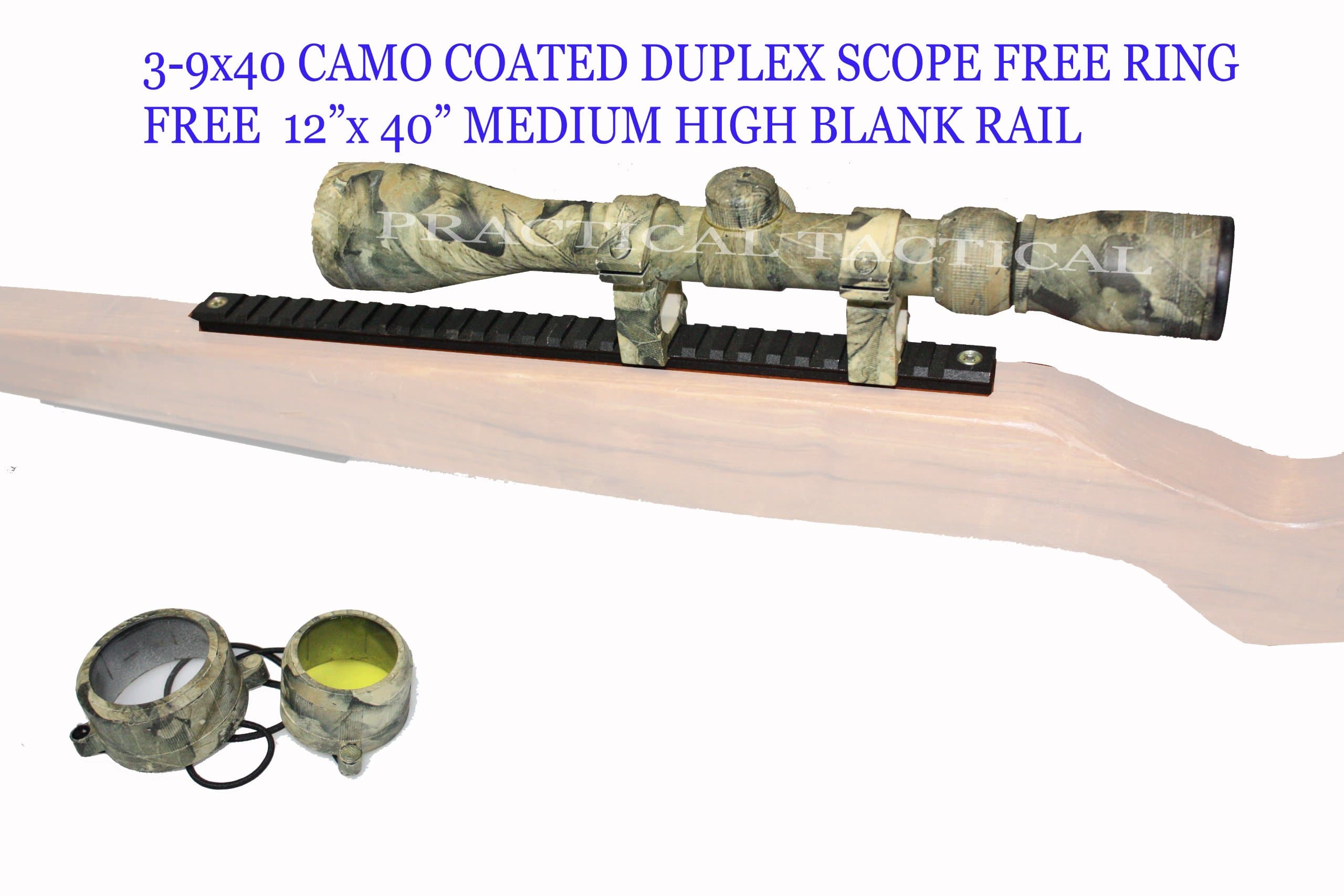 Aim Optics 3-9X40 Camo Coated Duplex Scope with Rings, Large, Black
