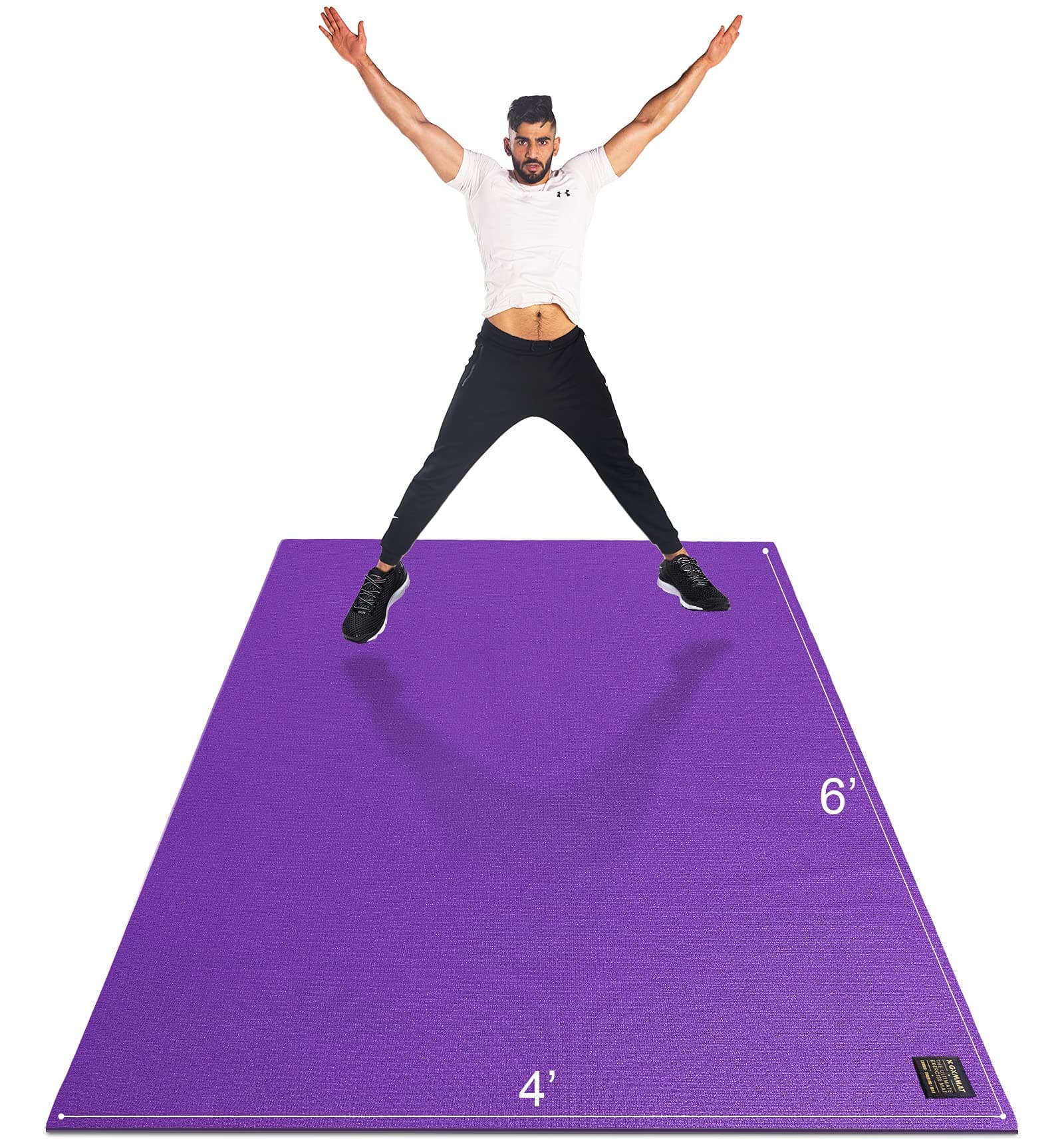 Large Exercise Mat 6'x4'/6'x5'/6'x6'(7mm), Thick Workout Mats for Home Gym Flooring, Extra Wide Non-Slip Durable Cardio Mat, Shoe Friendly, Perfect for Plyo, MMA, Jump Rope, Weights, Fitness