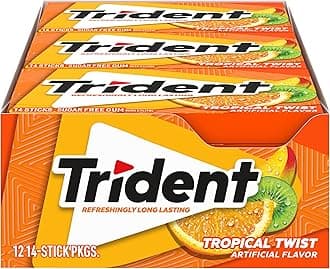 Trident Tropical Twist Flavor Sugar Free Gum-12 Packs (168 Pieces Total) Packaging May Vary