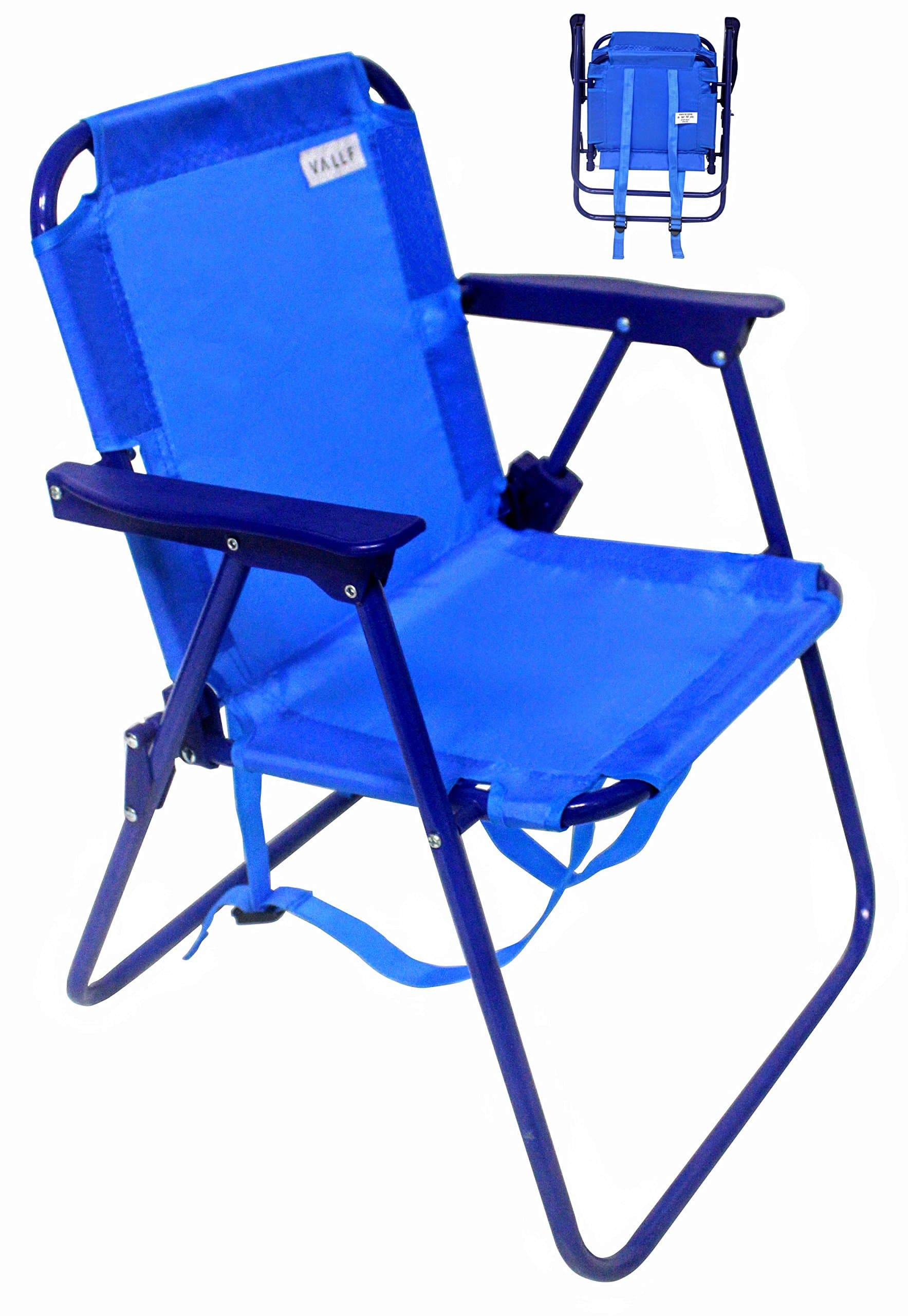 VALLF Kids Beach & Camping Folding Chair with Convenient Backpack Straps and Safety Lock to Avoid Accidents 2~5 Years Old (Blue)