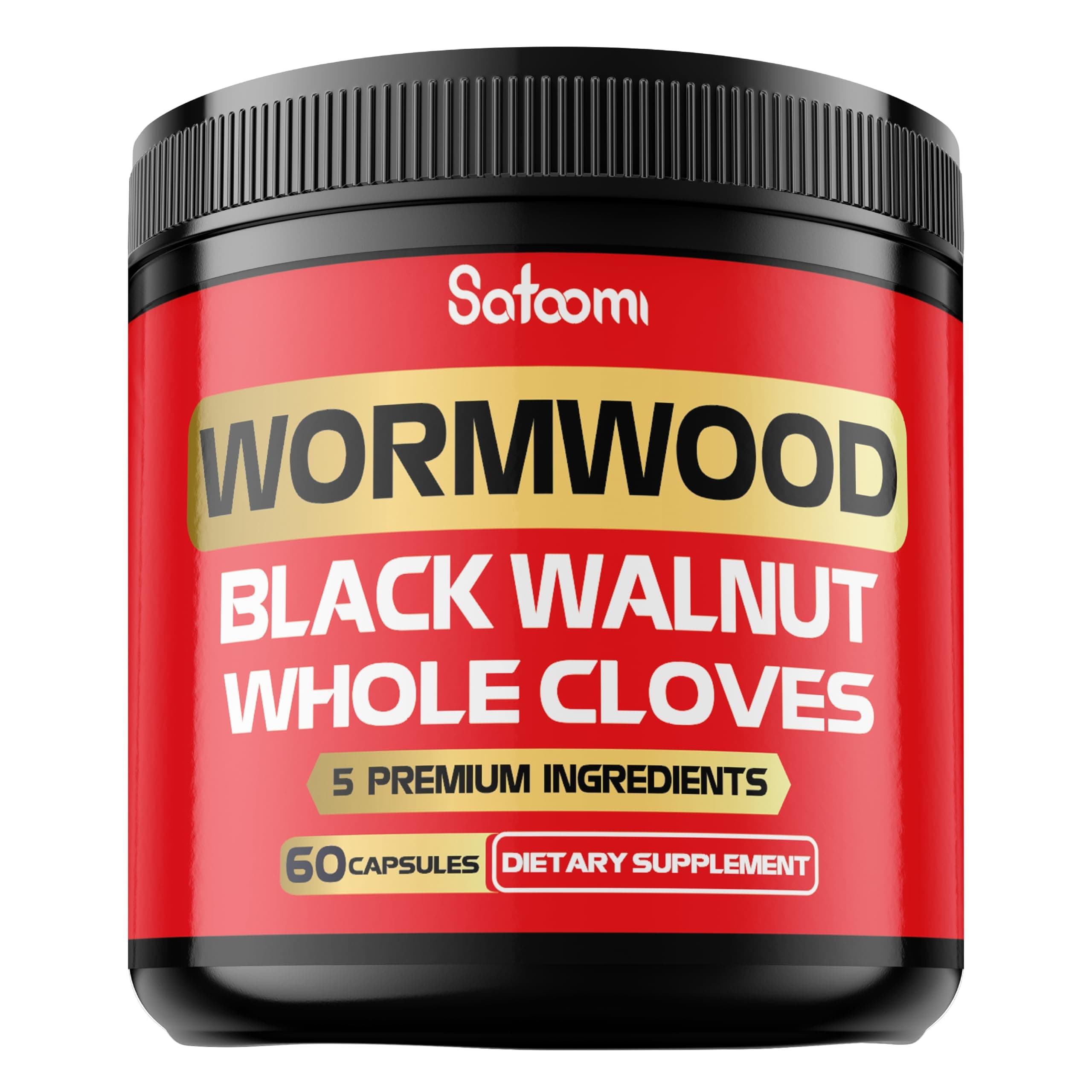5 in 1 Wormwood Capsules Supplement - Extracted from Black Walnut, Whole Cloves, Turmeric and Berberine HCl - Immune System & Digestion Health - 60 Capsules