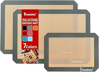Katbite Silicone Baking Mat, Large Baking Mat Set of 3-2 Half Sheets Mats (11 5/8 x 16 1/2) + 1 Quarter Baking Sheets