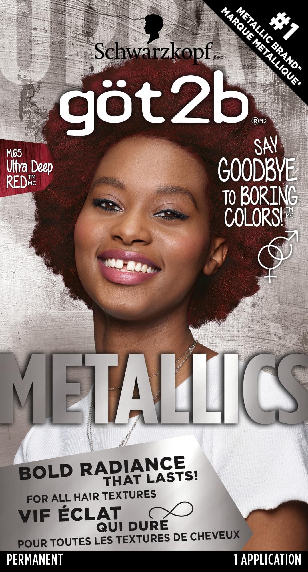 Metallics Permanent Hair Color, M65 Deep Red