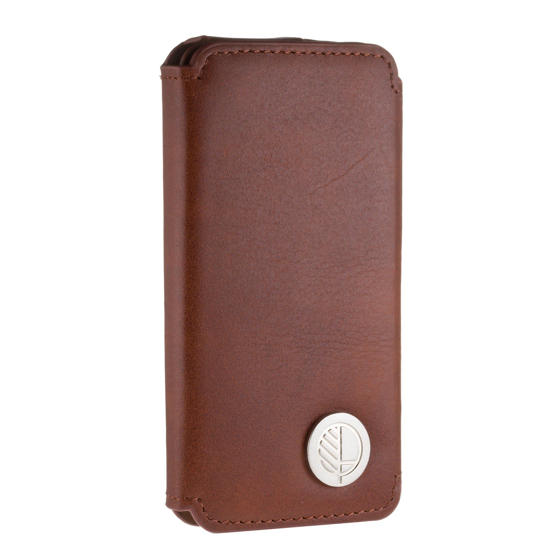 Drew Lennox Hand Crafted Wallet Case for iPhone SE 5 5S | ALL British Genuine Leather, inside and out - Not an Enginnered Solution | Totally Plastic Free | Waxed Brown