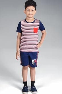 Clothe Funn Boys Coordinate Set (Stripes, Navy, 3-4 Years)