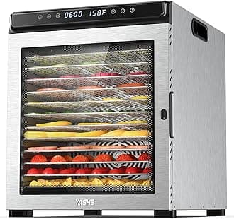 Food Dehydrator Machine, 12 Stainless Steel Food Dryer, 72H Timer and Temperature Control (95°F-167°F), 1300W Dehydrators for Food and Jerky, Herbs, Fruit, Dog Treats, Recipes Book Included
