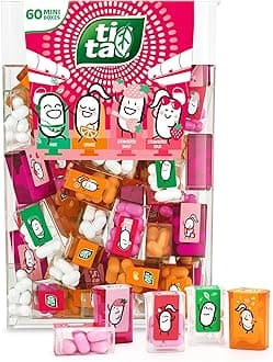 Bulk Mini Candy Travels Packs - 60 Individual Assorted Refreshing Candies Mini Boxes - Mint, Orange, Sweet Strawberry & Sour Strawberry Treats, Party Favors - Bulk Candy