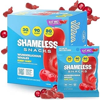 Shameless Snacks - Healthy Low Calorie Snacks, Low Carb Keto Gummies (Gluten Free Candy) - 6 Pack Wunderlicious Whales