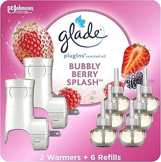 PlugIns Refills Air Freshener Starter Kit, Scented and Essential Oils for Home and Bathroom, Bubbly Berry Splash, 4.02 Fl Oz, 2 Warmers + 6 Refills