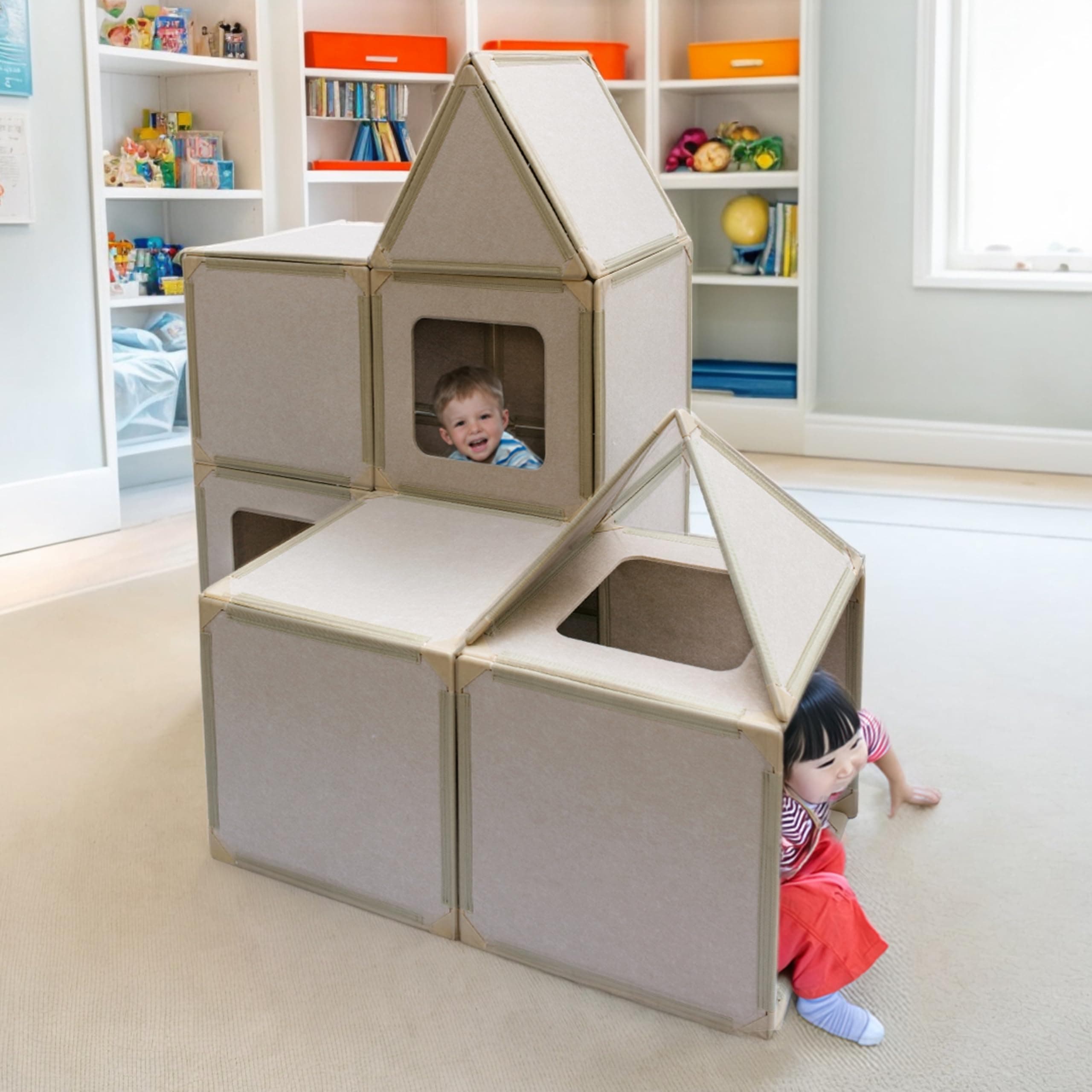 Magnetic Panel Playhouse Big Set - Lightweight Panels with Built-in Magnets Easily Snap Together