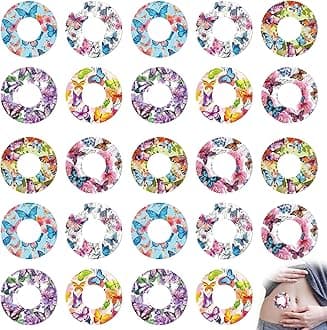 24 Pcs Sensor Covers for Libre 2 Sensor Cover for Freestyle Libre 2 Waterproof Adhesive Butterfly Print Blood Sugar Monitor Patches for Swimming Sports and Showering Can Be Used for A Long Time