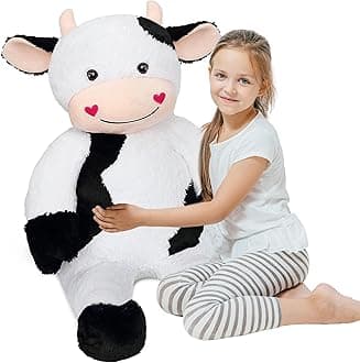 32" Large Cow Stuffed Animal, Giant Soft Plush Fluffy Cow Toy Birthday Holiday Party Gifts for Kids Girls Boys