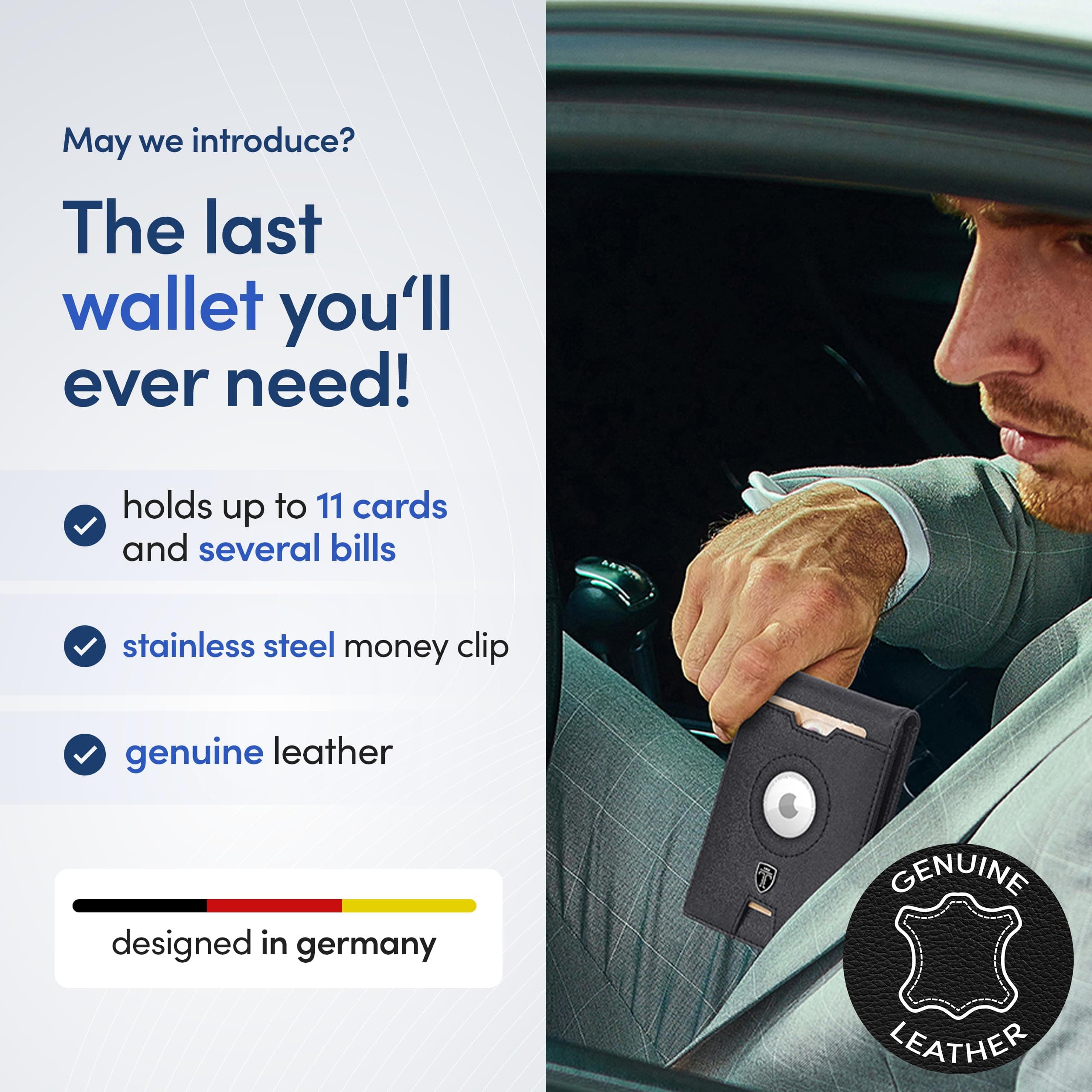 TRAVANDO, Schlanke Herren-Geldbörse mit Geldklammer, RFID-blockierend, Kreditkartenetui für Herren, mit Geschenkbox