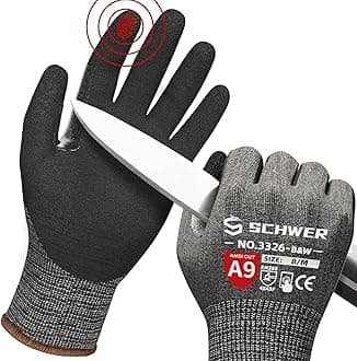 Schwer ProGuard Highest Level Cut Resistant Work Gloves PR3326 for Extreme Protection，ANSI A9 Cut Gloves with Reinforced Thumb, Non Slip, Non PFAS, Durable, Touch-screen, Black 120 Pairs, M
