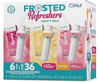 Frosted Refreshers Caffeine Flavor Water Variety Pack, Makes 36 Drinks, No Sugar, Zero Calorie Drink Mix, (2 Pink, 2 Mango Dragon Fruit, 2 Paradise)