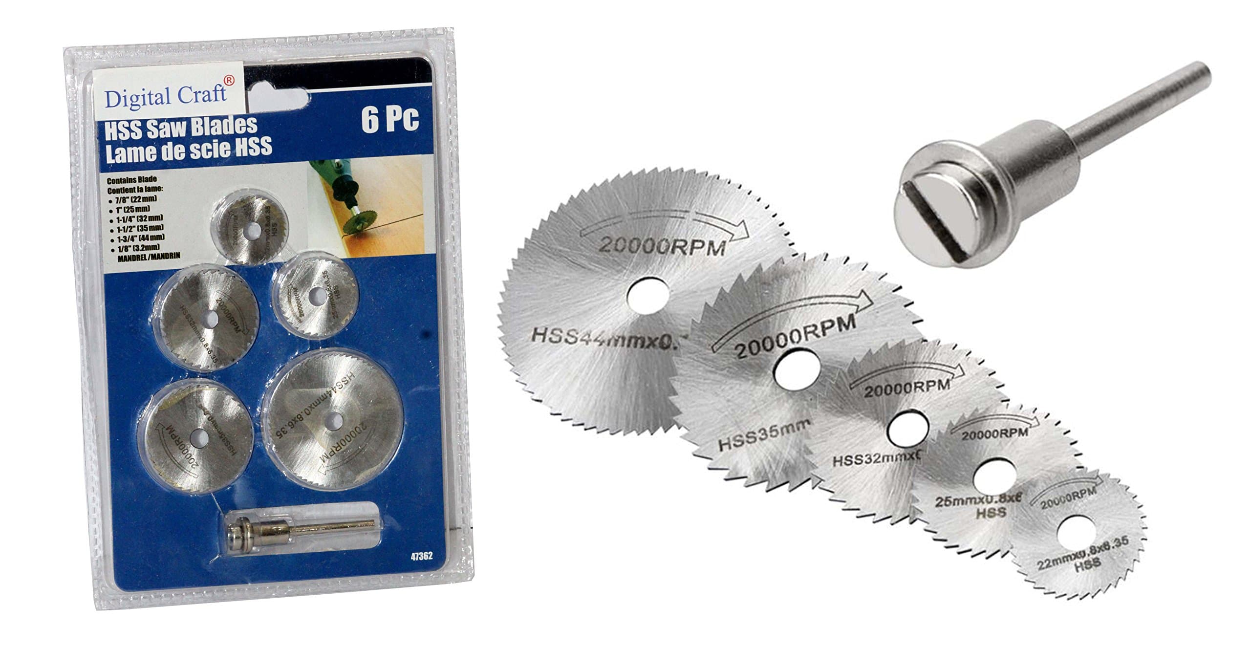 Digital Craft 6Pc Hss Circular Saw Blade Set for Metal and Dremel Rotary for Wood Aluminum Cutting Rotary Tool