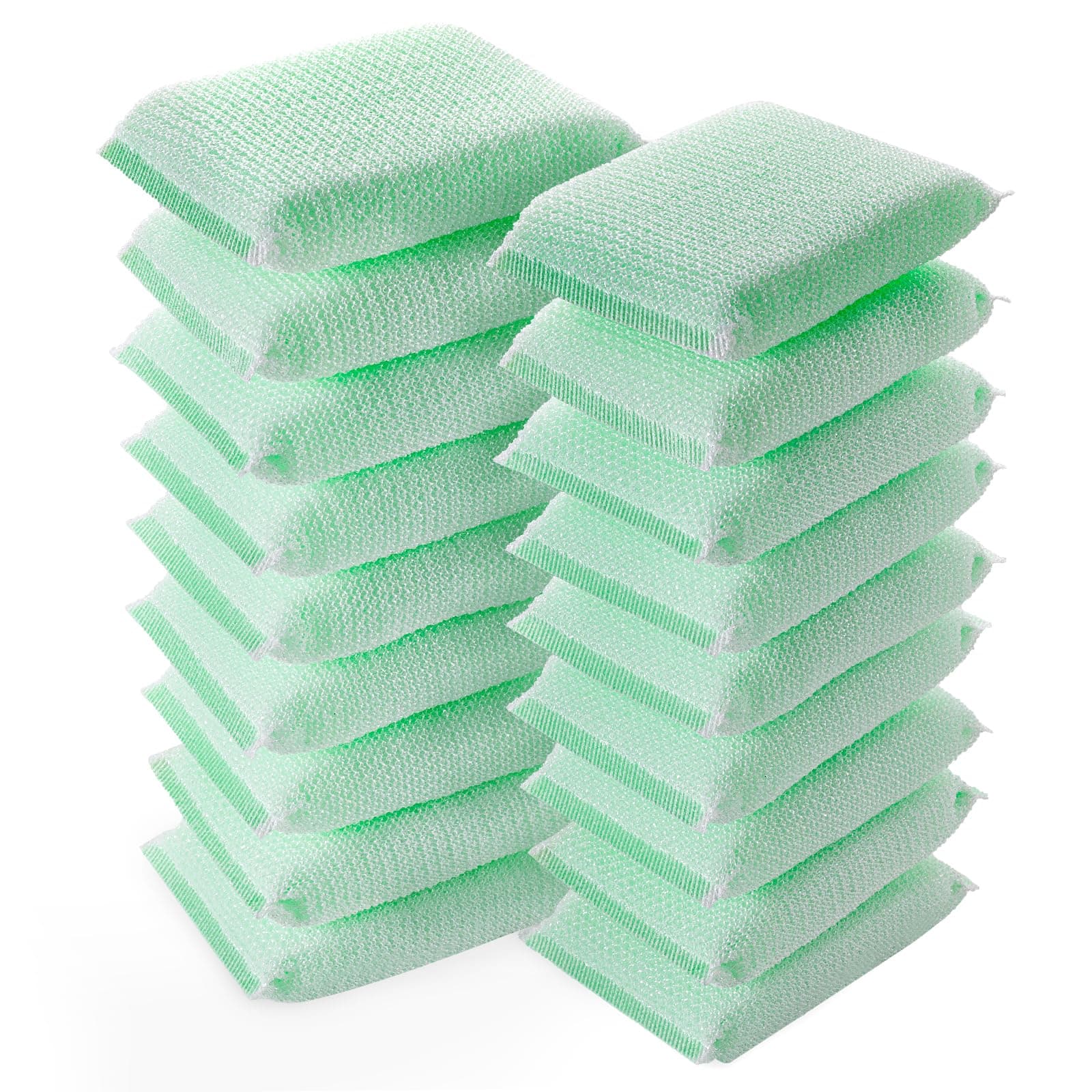 18 Pack All-Purpose Cleaning Sponges, Deep Cleaning Non-Scratch Kitchen Sponges for Dishes, Pots, Pans, Soft Heavy Duty Scrubbing Pads for Kitchen, Bathroom, Auto - Green