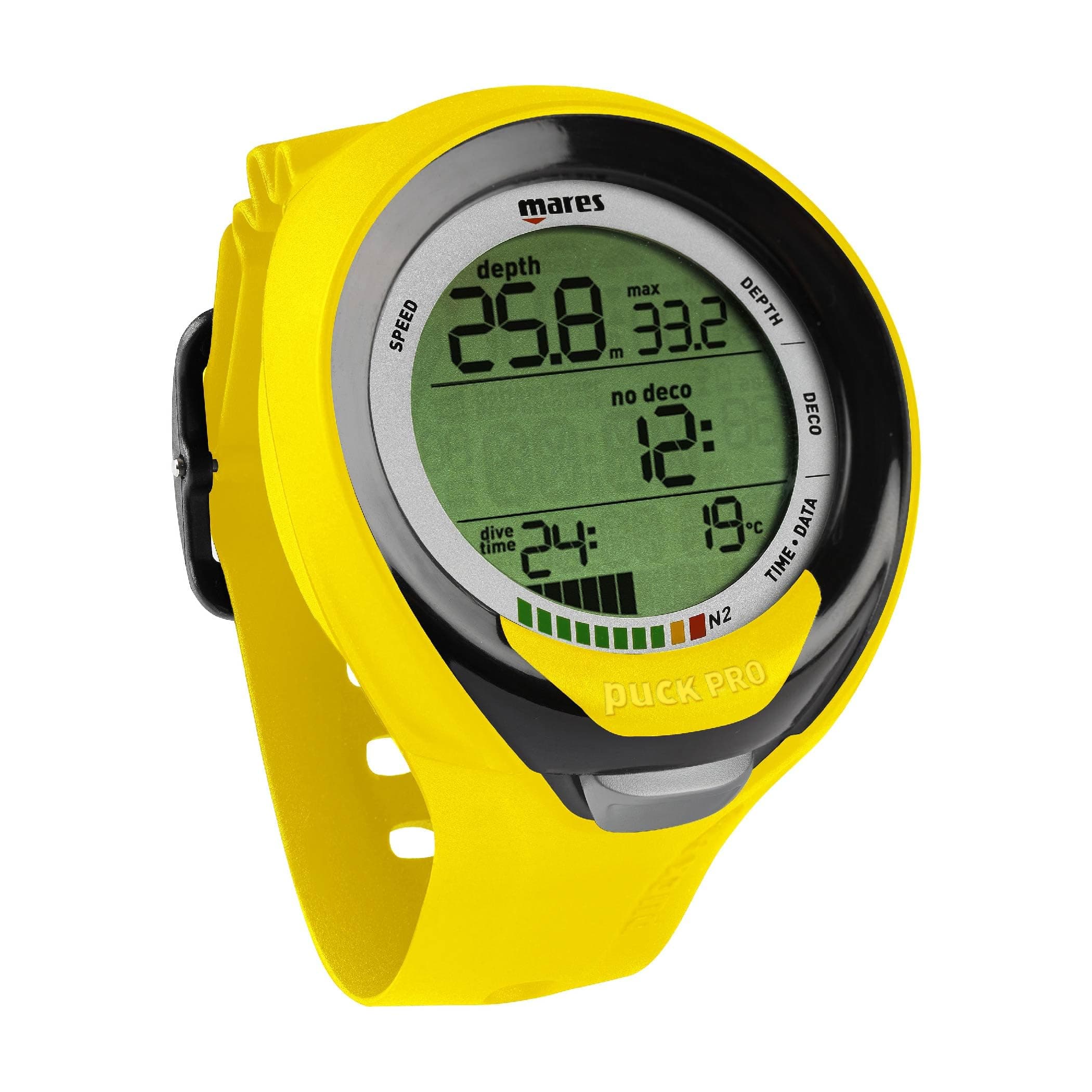 Puck Pro+ Wrist Dive Computer | Ultra Flat Design Watch-Style One Button Control Underwater Scuba Diving Computer, Yellow/Black