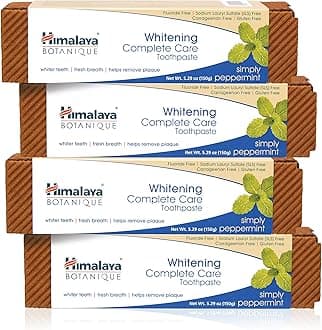 Botanique Whitening Simply Peppermint |Prevents Germs and Improves Oral & Dental Health |Strenghtens Teeth| All Natural, Fluoride & SLS Free | 100% Vegetarian and Vegan Friendly-150g (Pack of 4)