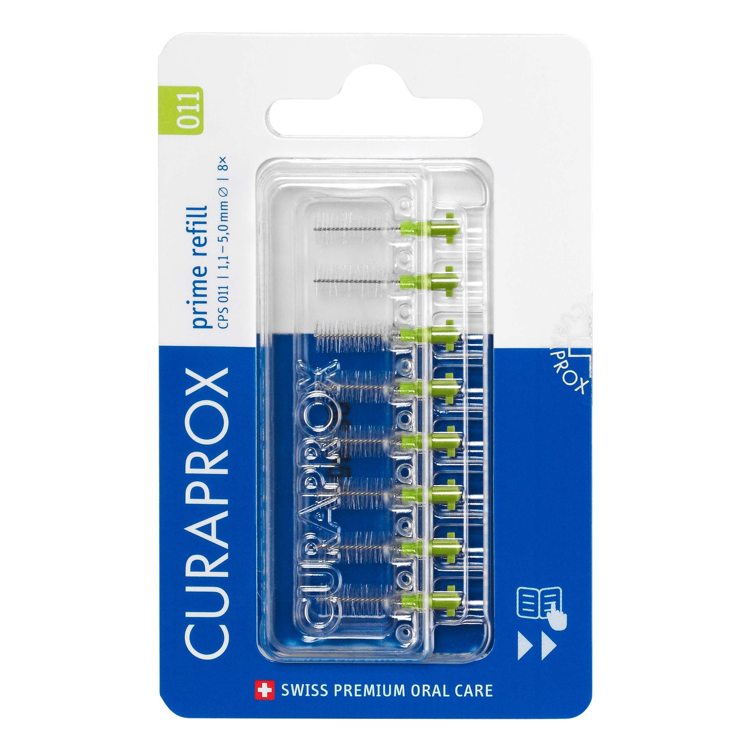 Interdental Brush Refills CPS 011 Prime – ISO Size 3, Green | Ultra-Fine Filaments for Effective Cleaning of Narrow Spaces | 8-Pack | Swiss Made | English Packaging