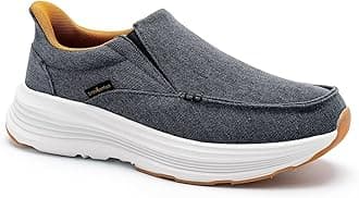 Men's Orthopedic Slip On Loafers with Arch Support: Comfortable Plantar Fasciitis Orthotic Shoes for Plantar Fasciitis, Canvas Thick Sole Walking Shoes for Foot and Heel Pain Relief