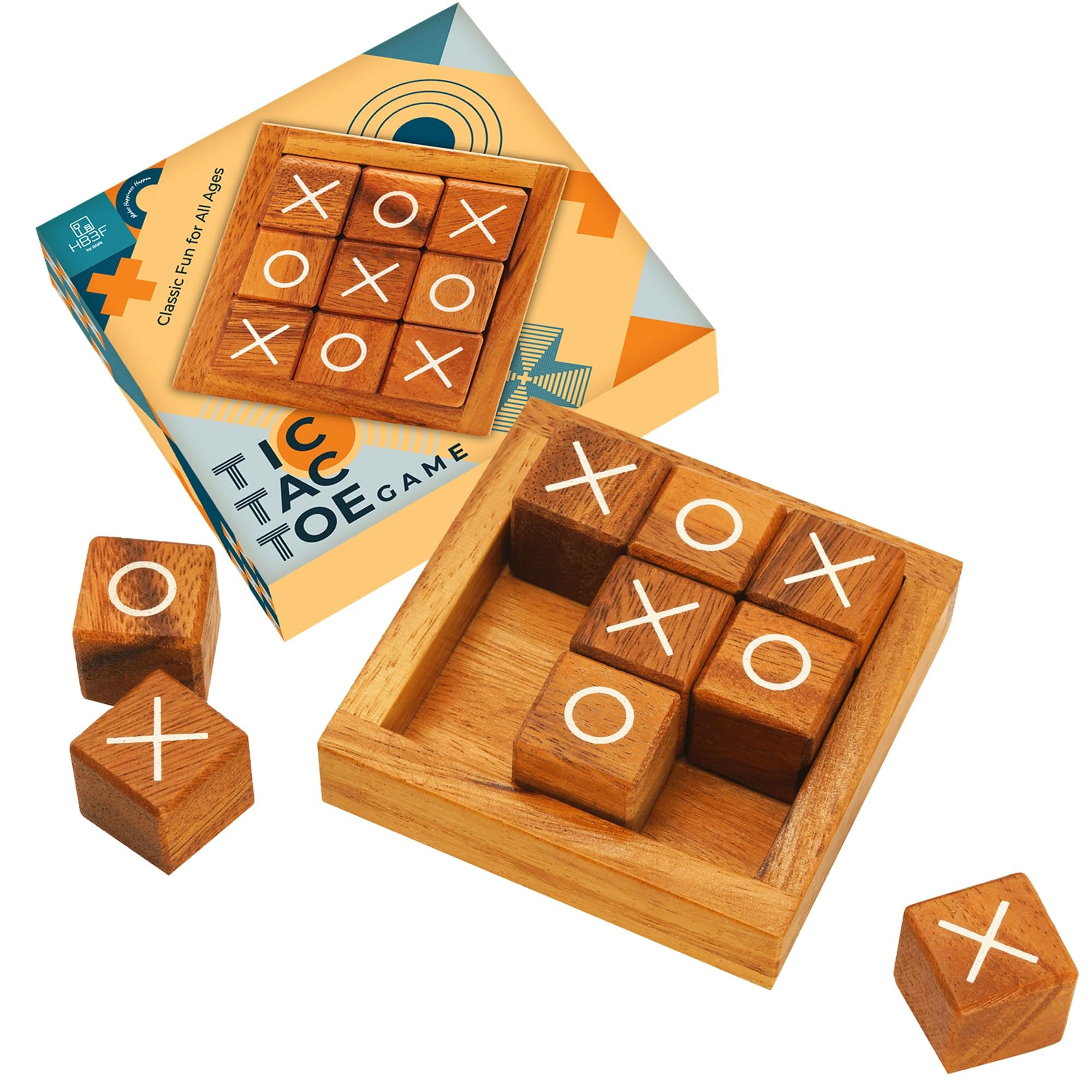 BSIRI Tic Tac Toe for Kids and Adults Coffee Table Living Room Decor and Desk Decor Family Games Night Classic Board Games Wood Rustic for Families Size 4 Inch