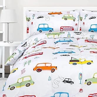 Utopia Bedding Car Kids Comforter Set with 2 Pillow Shams, 3 Piece Soft Microfiber Twin Bed Comforter with Pillow Shams, Printed Kids Bedding for Boys and Girls, Lightweight, Breathable,Easy Care