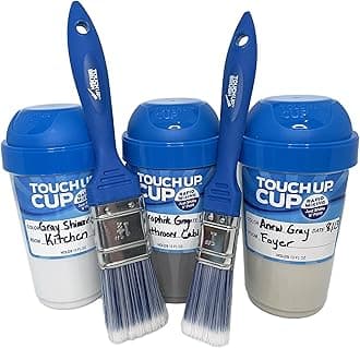 Touch Up Cup Paint Storage Containers and Paint Brushes for Touch Ups, Home Improvement, 3 Plastic Painting Cups with Lids, 2 Brushes, As Seen On Shark Tank Products