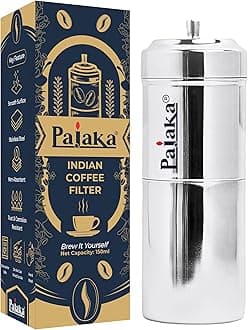 PAJAKA South Indian Filter Coffee Maker 4-6 Cup Mug Madras Kaapi Kappi Drip Decoction Maker Brewer Dripper Stainless Steel Medium Size for Home & Kitchen (250 ML)