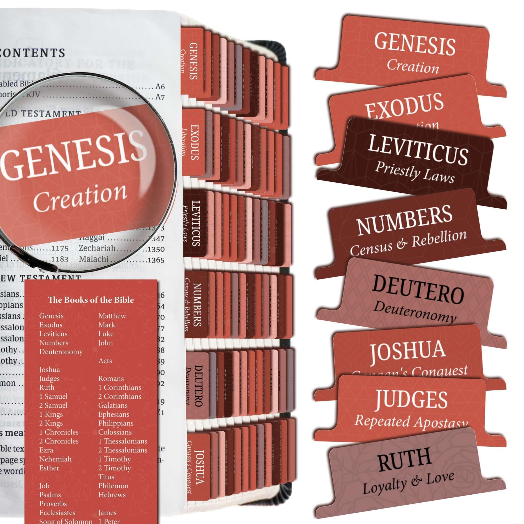 Bible Tabs Premium Tear Resistant Bible Tabs – Easy to Apply, Laminated for Durability – Old & New Testament – Perfect for All Bibles - for Women and Men (Jasper)