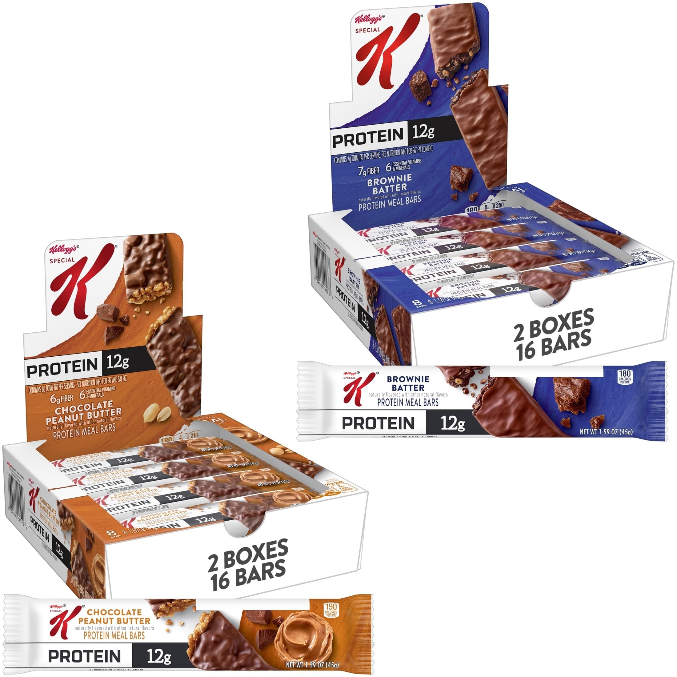 Special K Bar Protein Meal Bars, Meal Replacement, Variety Pack, 3.18lb Case (4 Boxes, 32 Count)