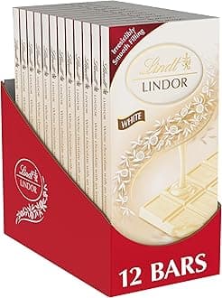 Lindt LINDOR White Chocolate Truffle Bar, Easter Chocolate Candy Bar with Smooth Center, 3.5 oz. (12 Pack)