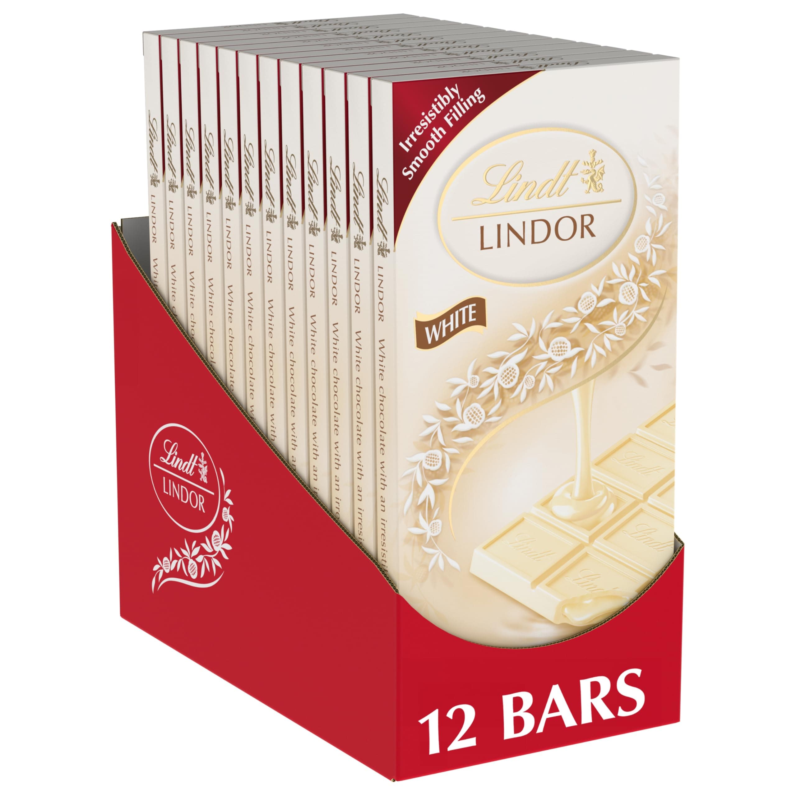 LINDOR White Chocolate Truffle Bar, Easter Chocolate Candy Bar with Smooth Center, 3.5 oz. (12 Pack)