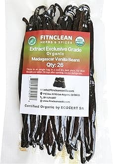 Madagascar Vanilla Beans Grade B Extract Exclusive (26 ea)| 4.5" - 5.5" by FITNCLEAN VANILLA| Bulk Dry Whole Bourbon Natural Raw NON-GMO Pods