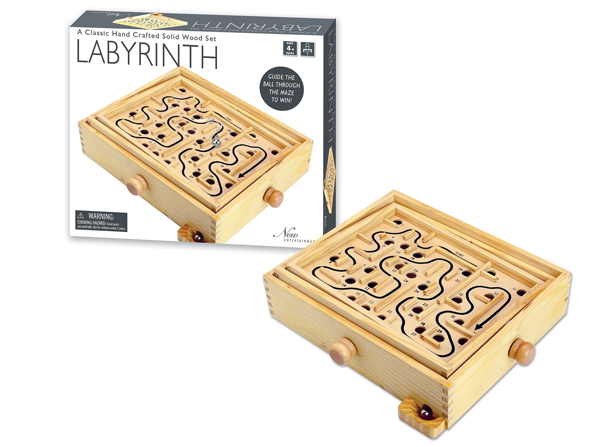 New Entertainment Wooden Labyrinth Game (1 Player)