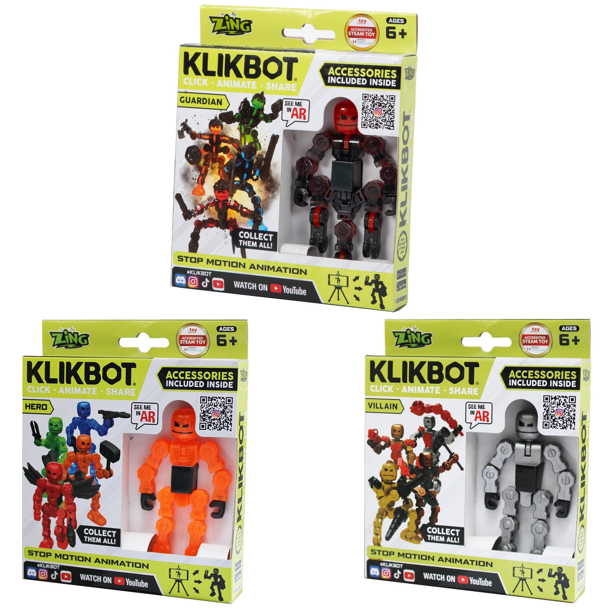 KLIKBOT Hero, Villain & Guardian 3 Pack