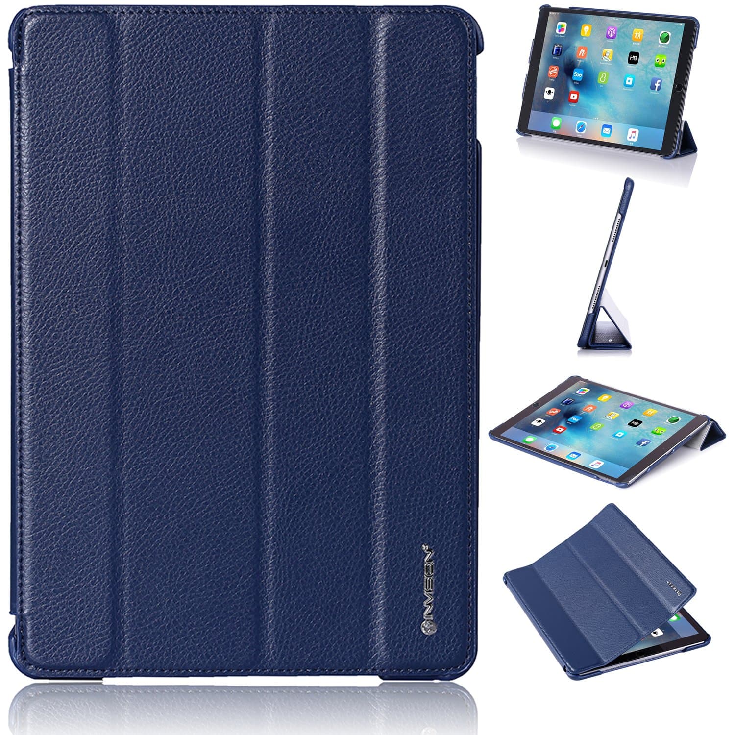 Invision iPad Pro 10.5 Smart Case Cover with Protection & Reinforced Impact Zones – Quality PU Leather - Auto Sleep/Wake Function [Pro 10.5 Dark Blue]