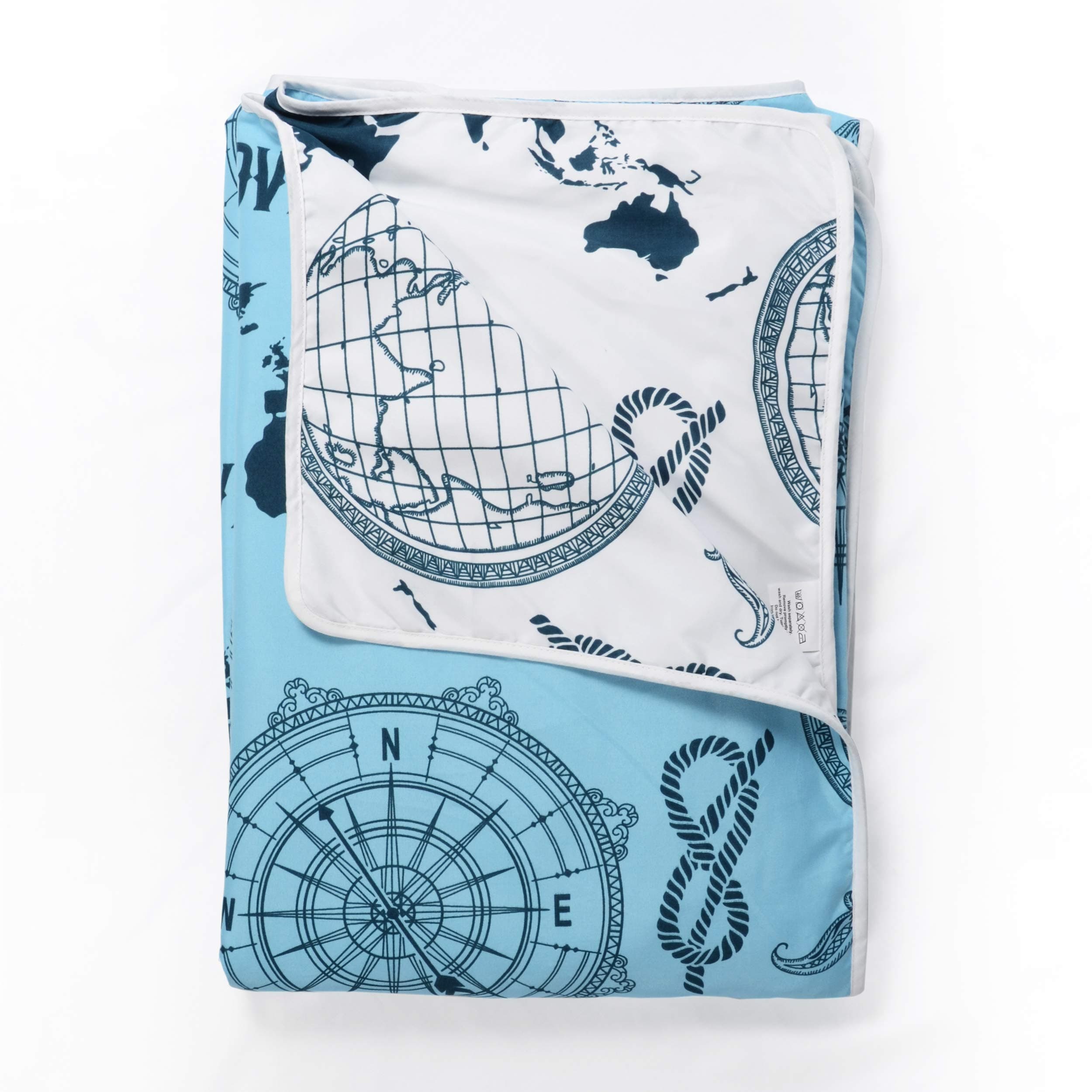 Divine Casa 120 GSM Polyester Blanket Single Bed Reversible Lightweight Sofa Throw Blanket for Winter Dohar - Sky Blue and White